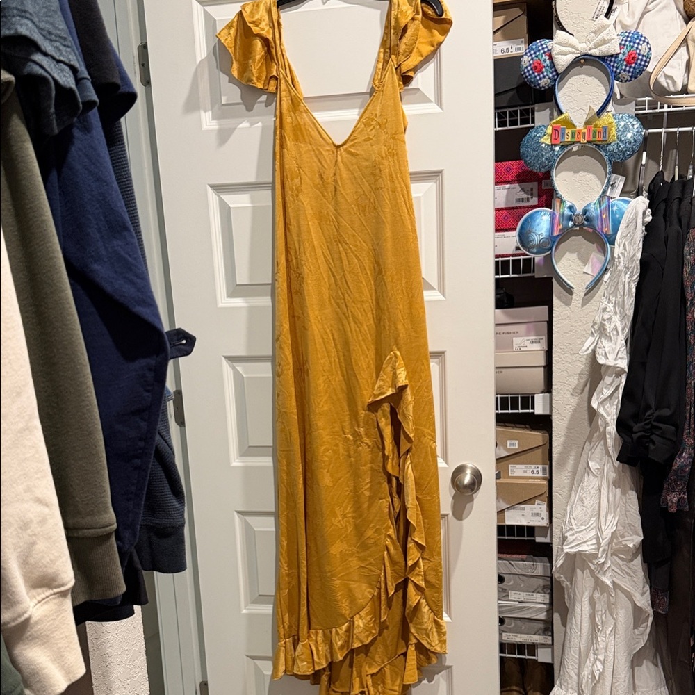 Zara Mustard Ruffle Maxi Dress